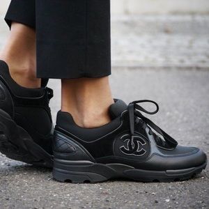 SOLD Authentic Triple Black Chanel CC Trainer